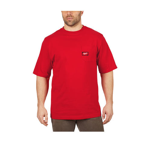 Milwaukee 601R-L Heavy Duty Pocket T-Shirt (601), Short Sleeve, Red, Large - 2