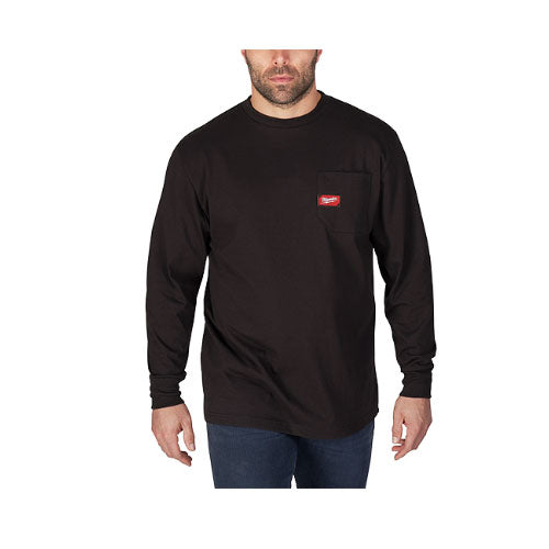 Milwaukee 602B-2X Heavy Duty Pocket T-Shirt (602), Long Sleeve, Black, 2X - 2