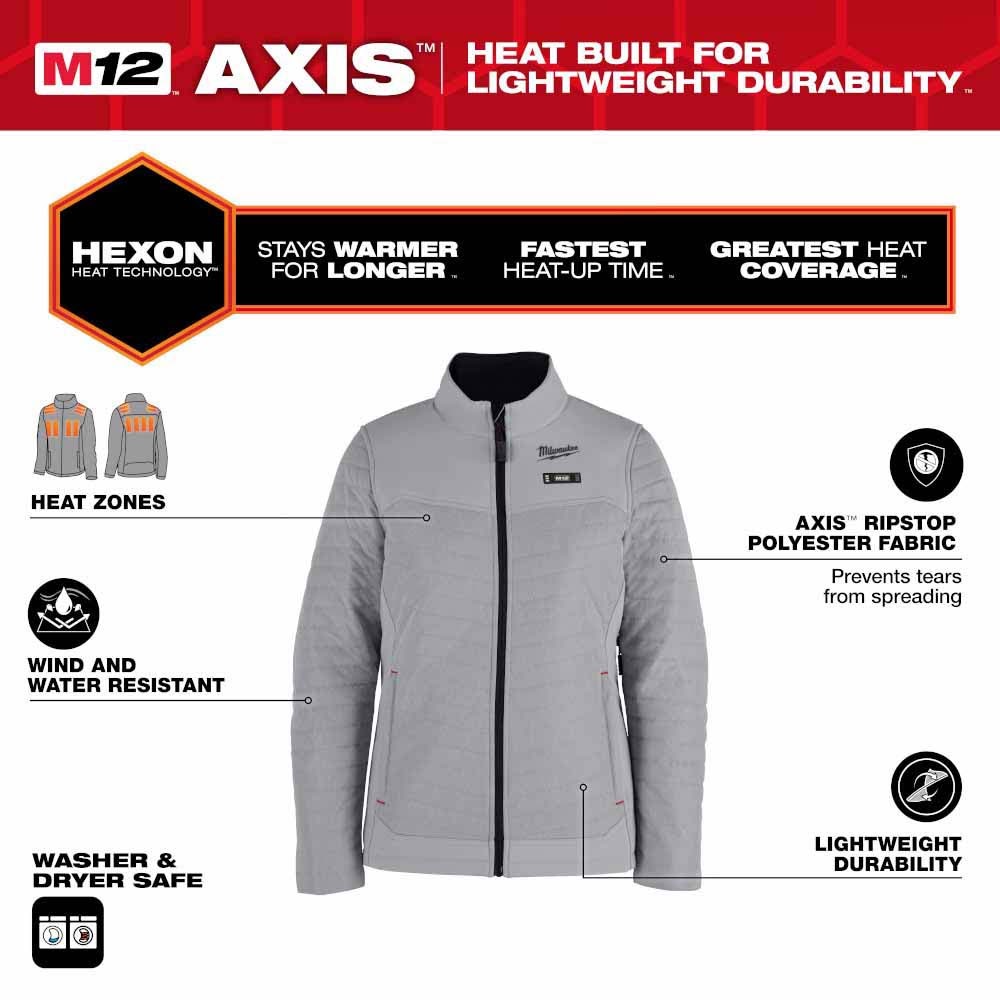 Milwaukee F102G-21 M12 Women's Gray Axis Jacket Kit - 2