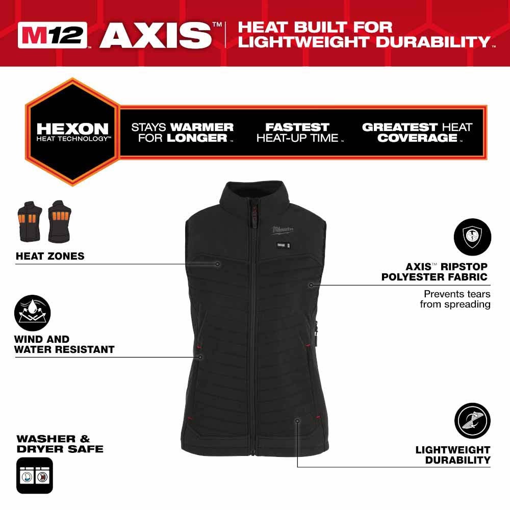 Milwaukee F300B-20 M12 Women's Black Axis Vest Only - 2