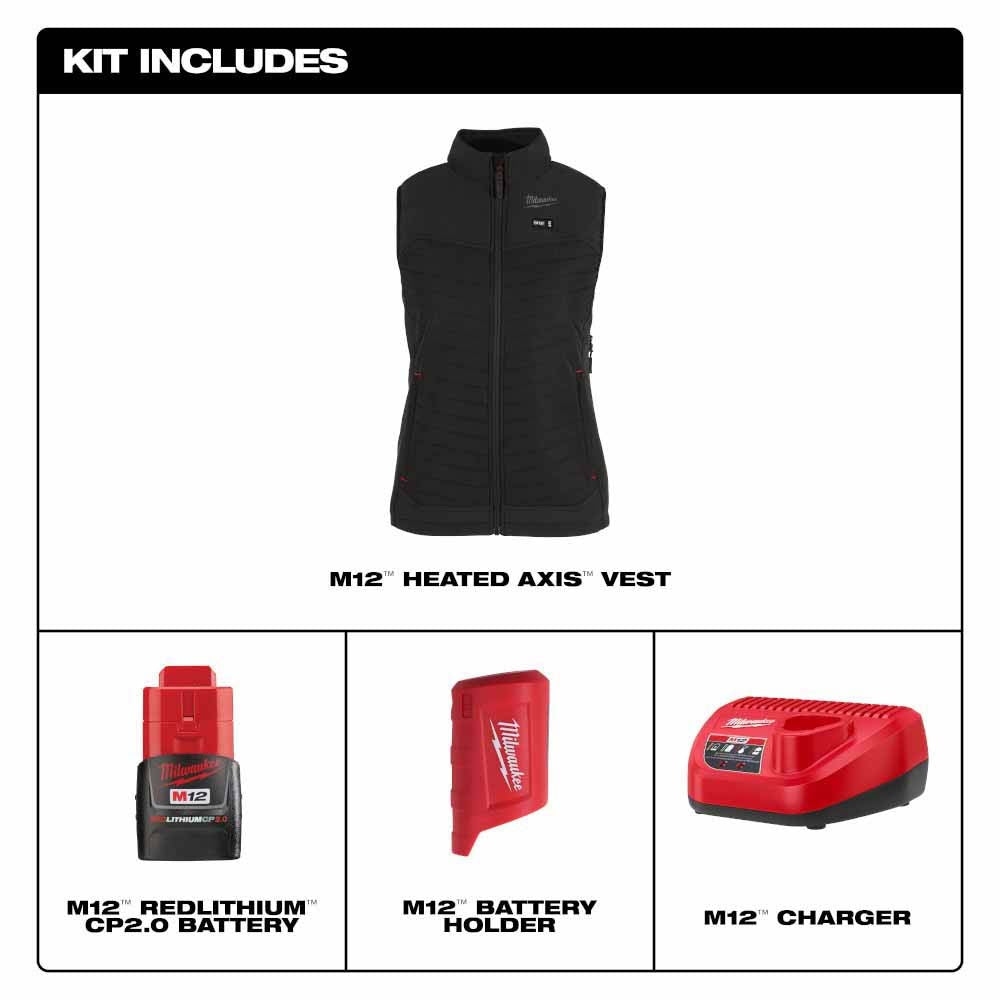 Milwaukee F300B-21 M12 Women's Black Axis Vest Kit - 4