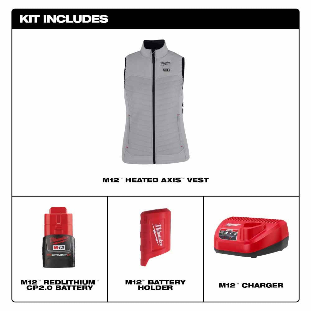 Milwaukee F300G-21 M12 Women's Gray Axis Vest Kit - 4