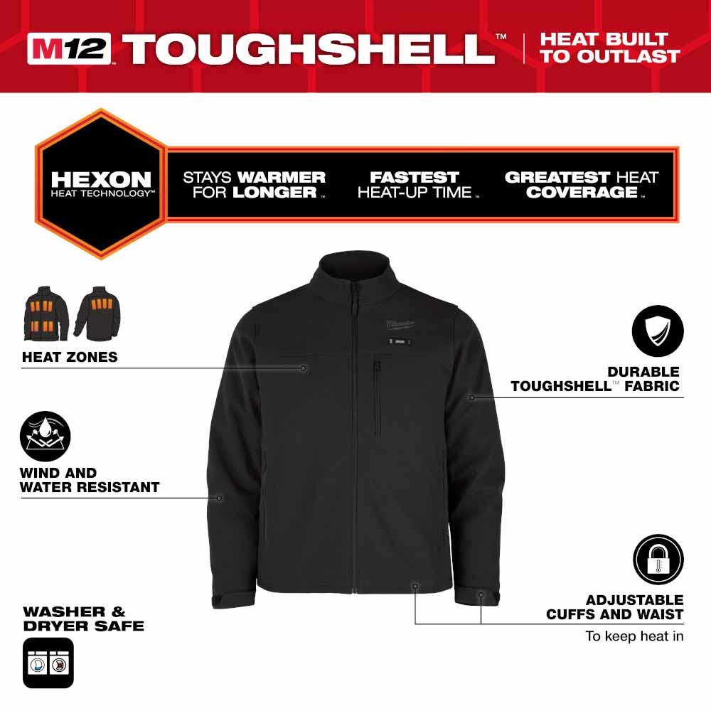 Milwaukee M100B-20 M12 Heated Black Toughshell Jacket Only - 2