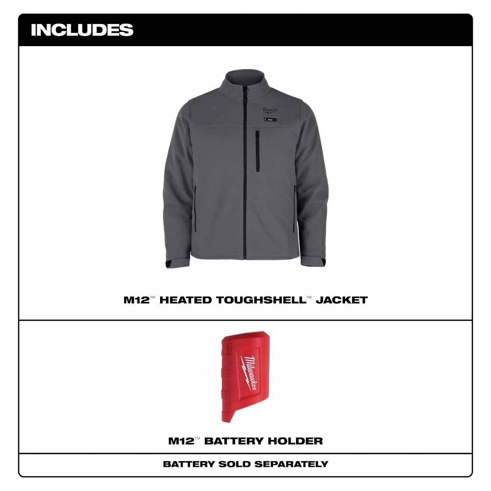 Milwaukee M100G-20 M12 Heated Gray Toughshell Jacket Only - 4