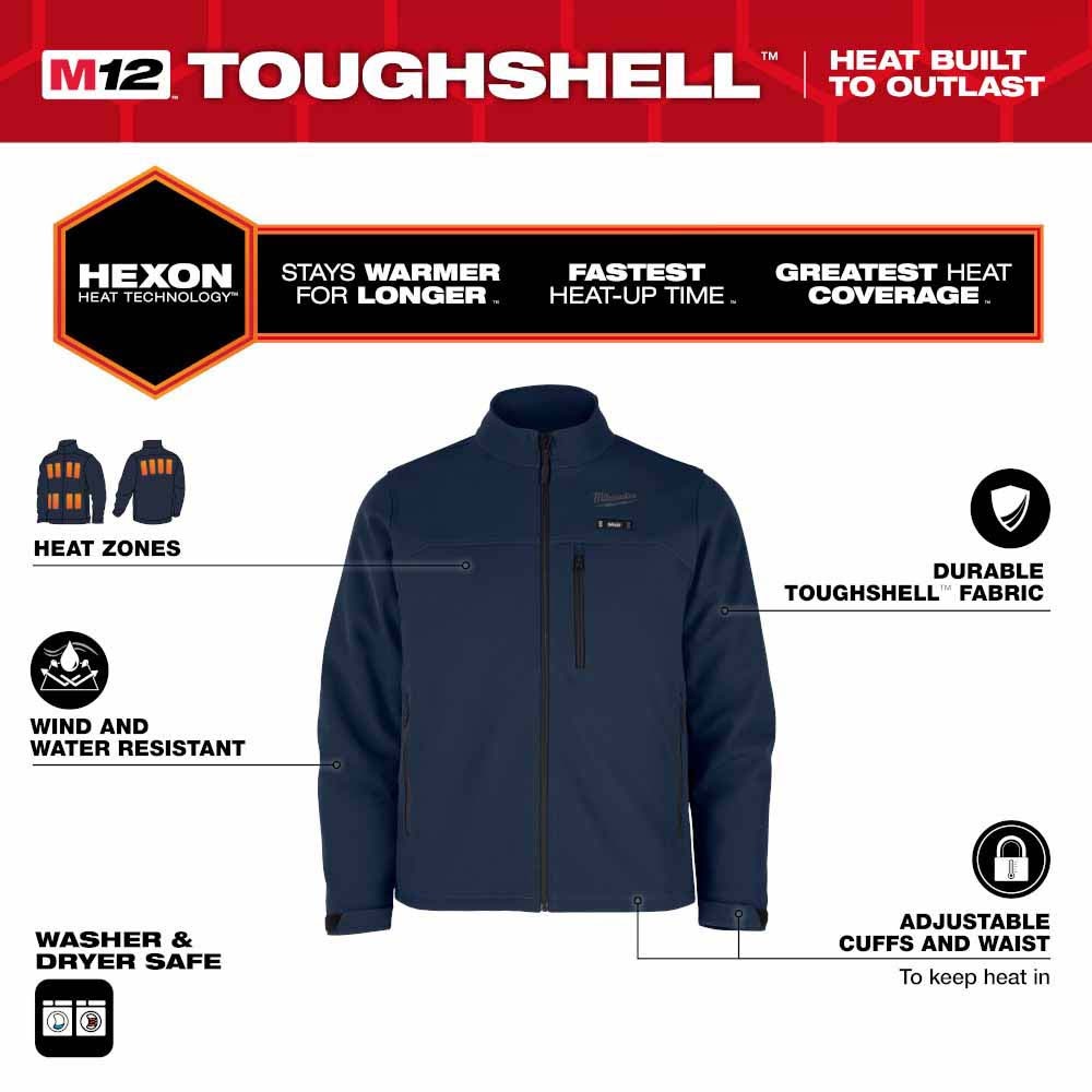 Milwaukee M100U-21 M12 Heated Blue Toughshell Jacket Kit - 2