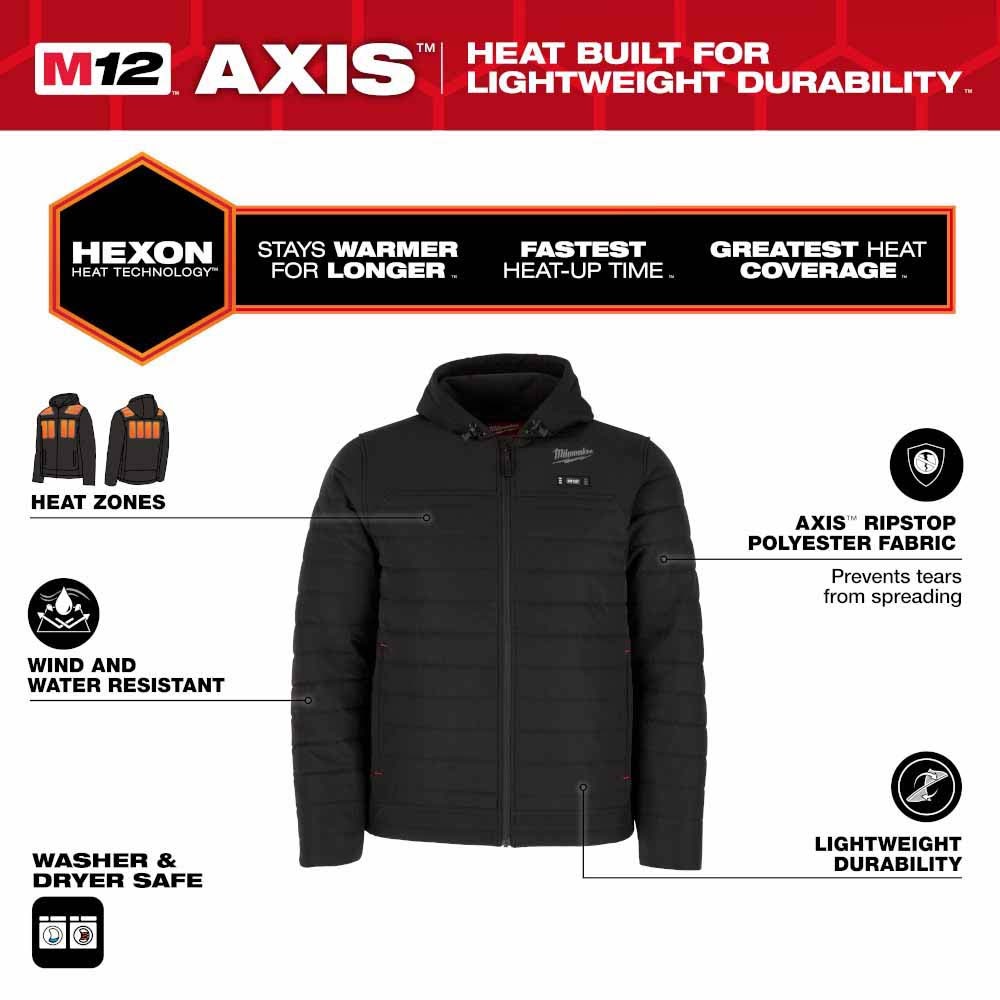 Milwaukee M102B-21 M12 Heated Black Axis Jacket Kit - 2