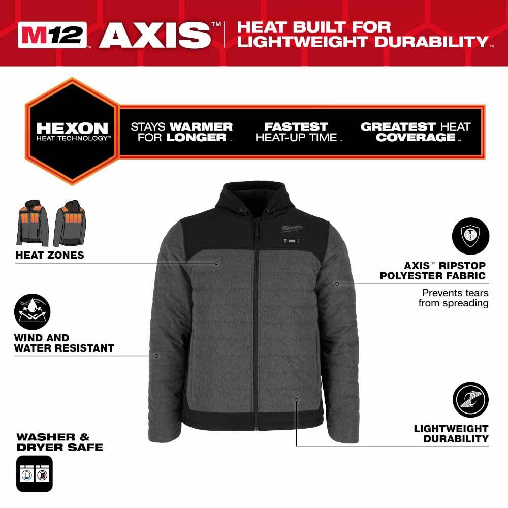 Milwaukee M102G-21 M12 Heated Gray Axis Jacket Kit - 2