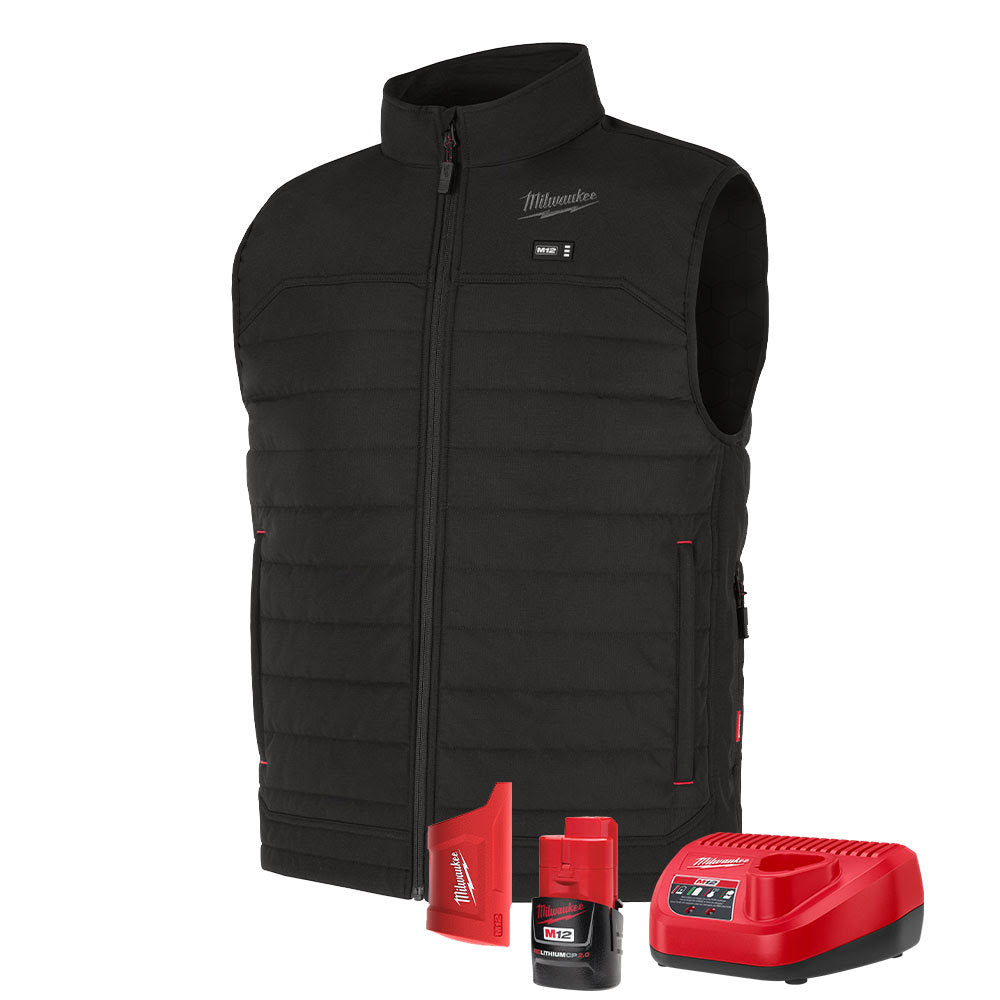 Milwaukee M300B-21 M12 Heated Black Axis Vest with (1) 2.0 Ah Battery and Charger - 2