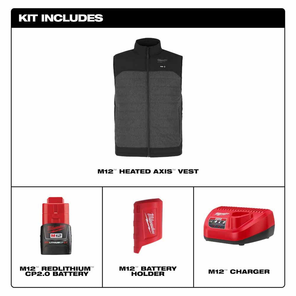 Milwaukee M300G-21 M12 Heated Gray Axis Vest Kit - 4