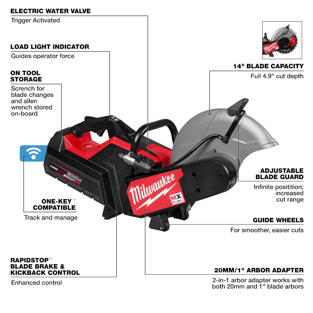 Milwaukee MXF315-2XC MX FUEL 14" Cut-Off Saw w/ RAPIDSTOP Brake Kit